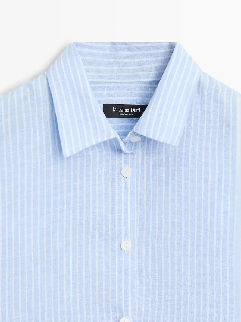 Flowing striped 100% linen shirt