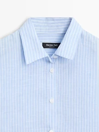 Flowing striped 100% linen shirt