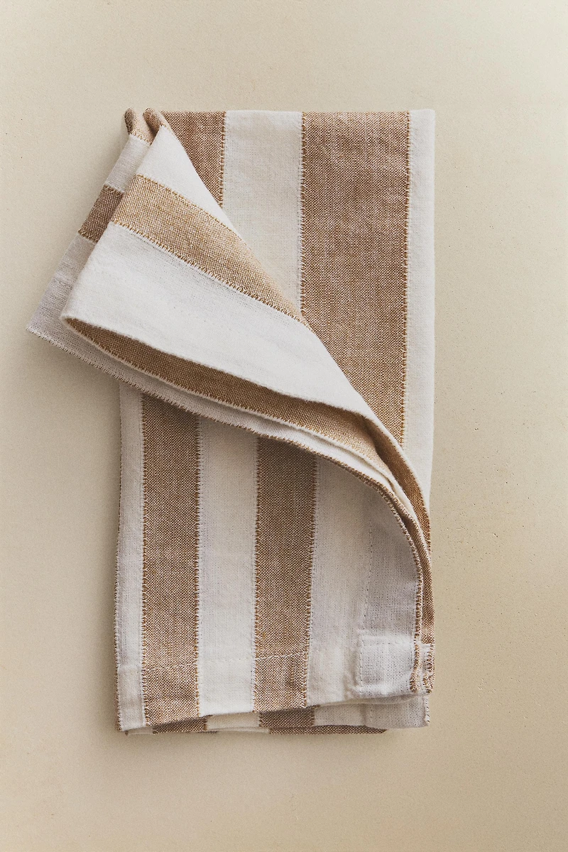 LOT SERVIETTES DE TABLE LIN RAYURES (LOT DE 2)