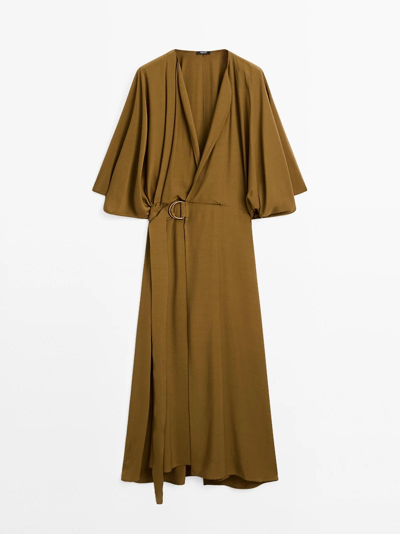 Wrap dress with buckle