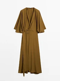 Wrap dress with buckle