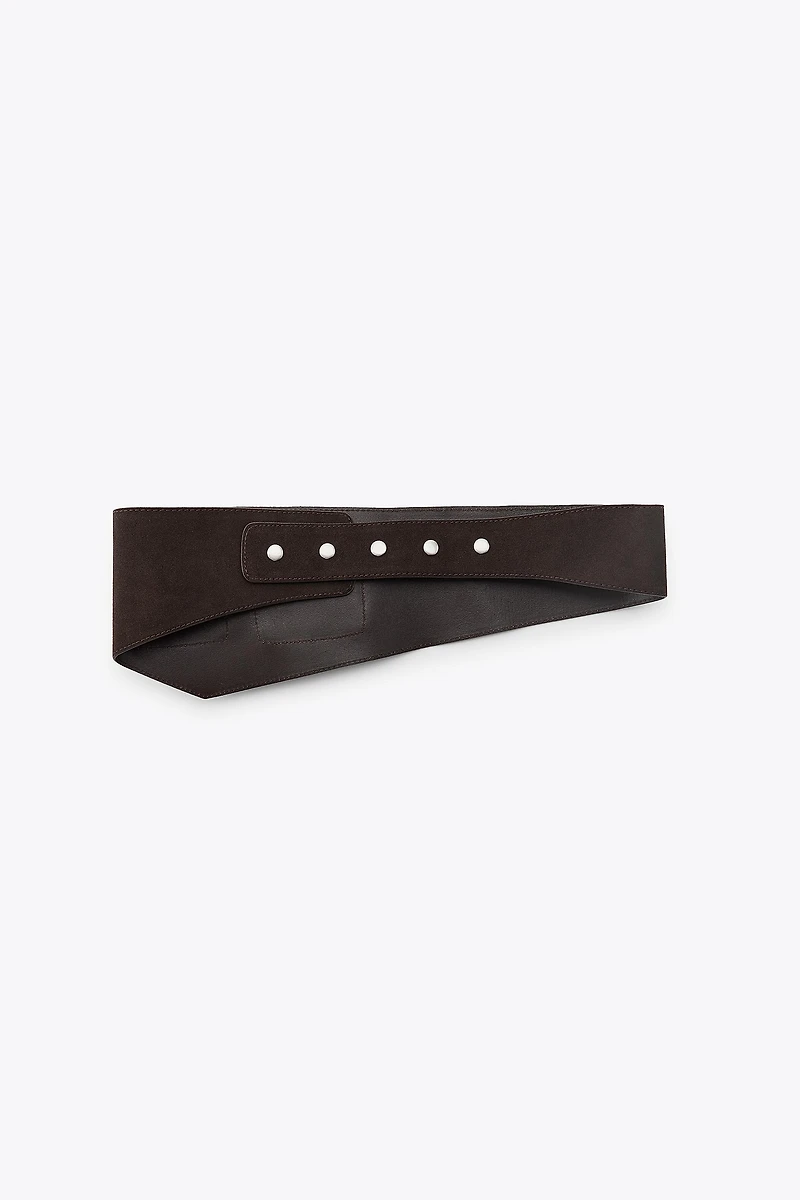 LEATHER CORSET BELT WITH POCKETS