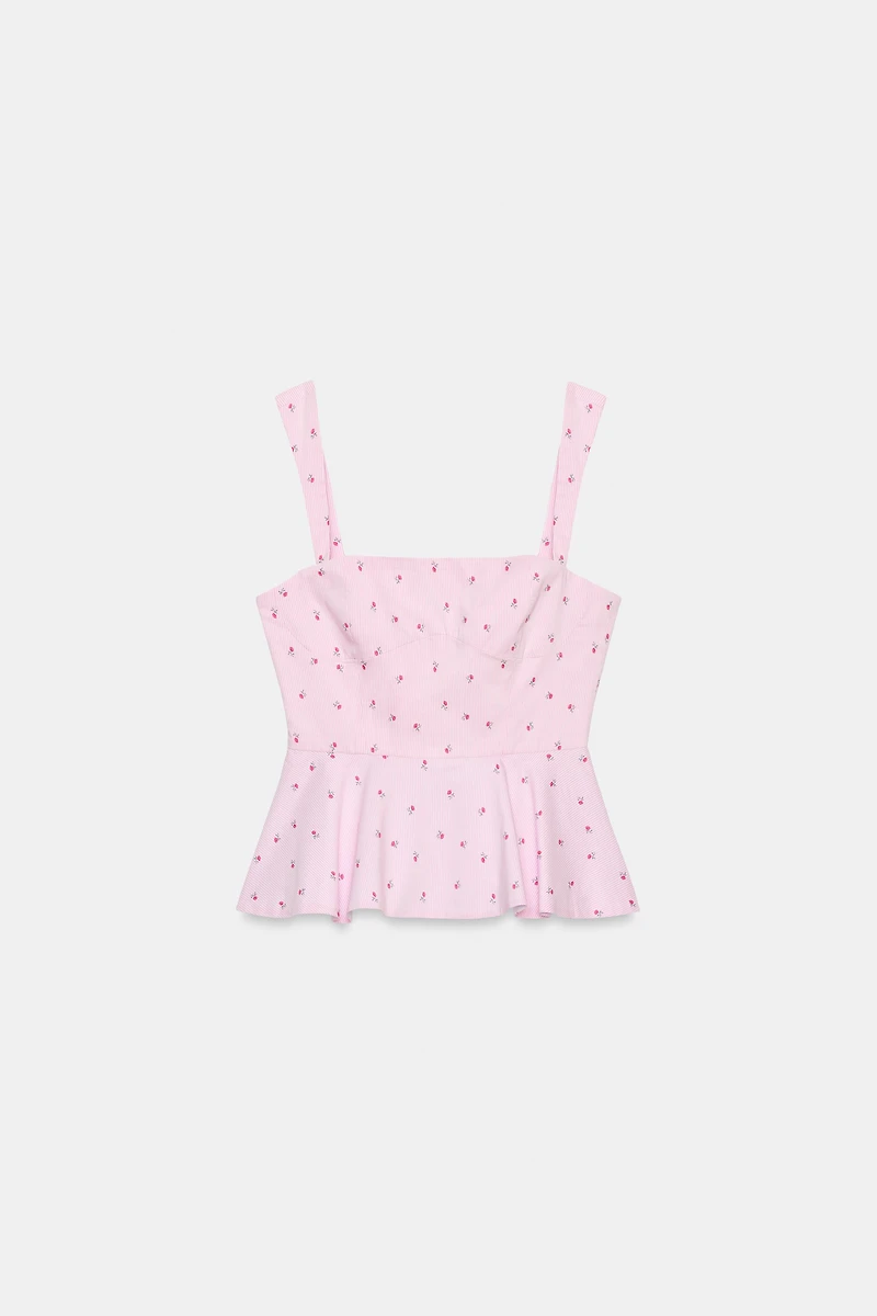 FLORAL STRIPED CORSET TOP