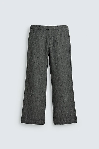 HERRINGBONE WOOL BLEND SUIT PANTS