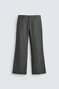 PANTALON DE COSTUME STRUCTURÉ À CHEVRONS AVEC LAINE