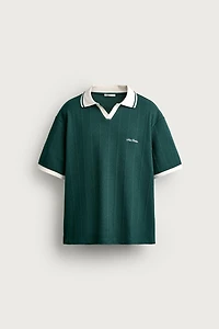 RELAXED FIT TEXTURED EMBROIDERED POLO