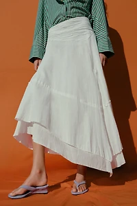 JUPE ASYMÉTRIQUE EN TISSU RUSTIQUE