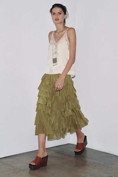 ZW COLLECTION RUFFLED MIDI SKIRT