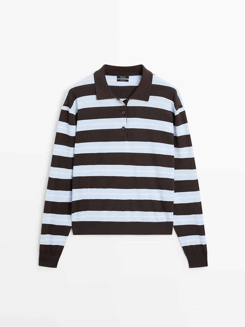 Striped cotton knit sweater