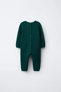 COMBINAISON EN MAILLE AVEC LAINE LAPIN BRODÉ