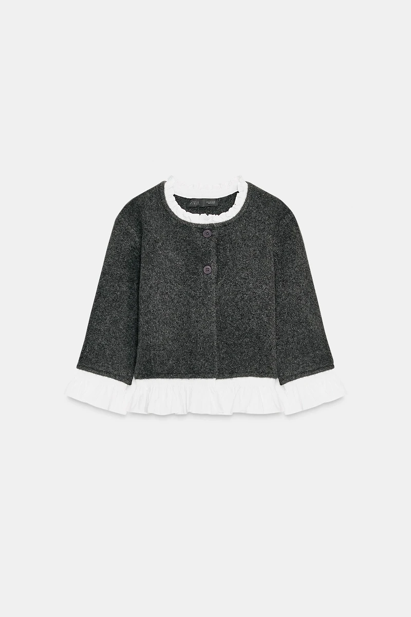 POPLIN TRIM COMBINATION CARDIGAN
