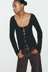 RUCHED TIE TOP