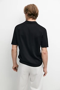 Polo en maille intarsia 100 % coton