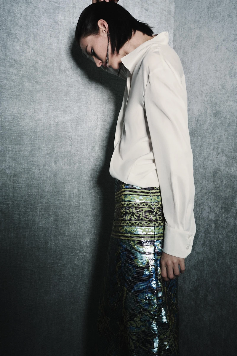 100% SILK BIB SHIRT ZW COLLECTION LIMITED EDITION