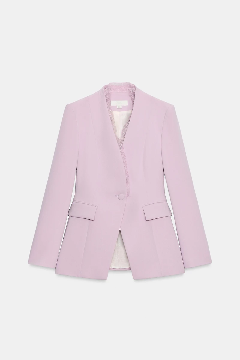 FITTED LACE SHOULDER PAD BLAZER