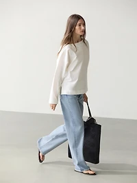 Poplin boat neck blouse