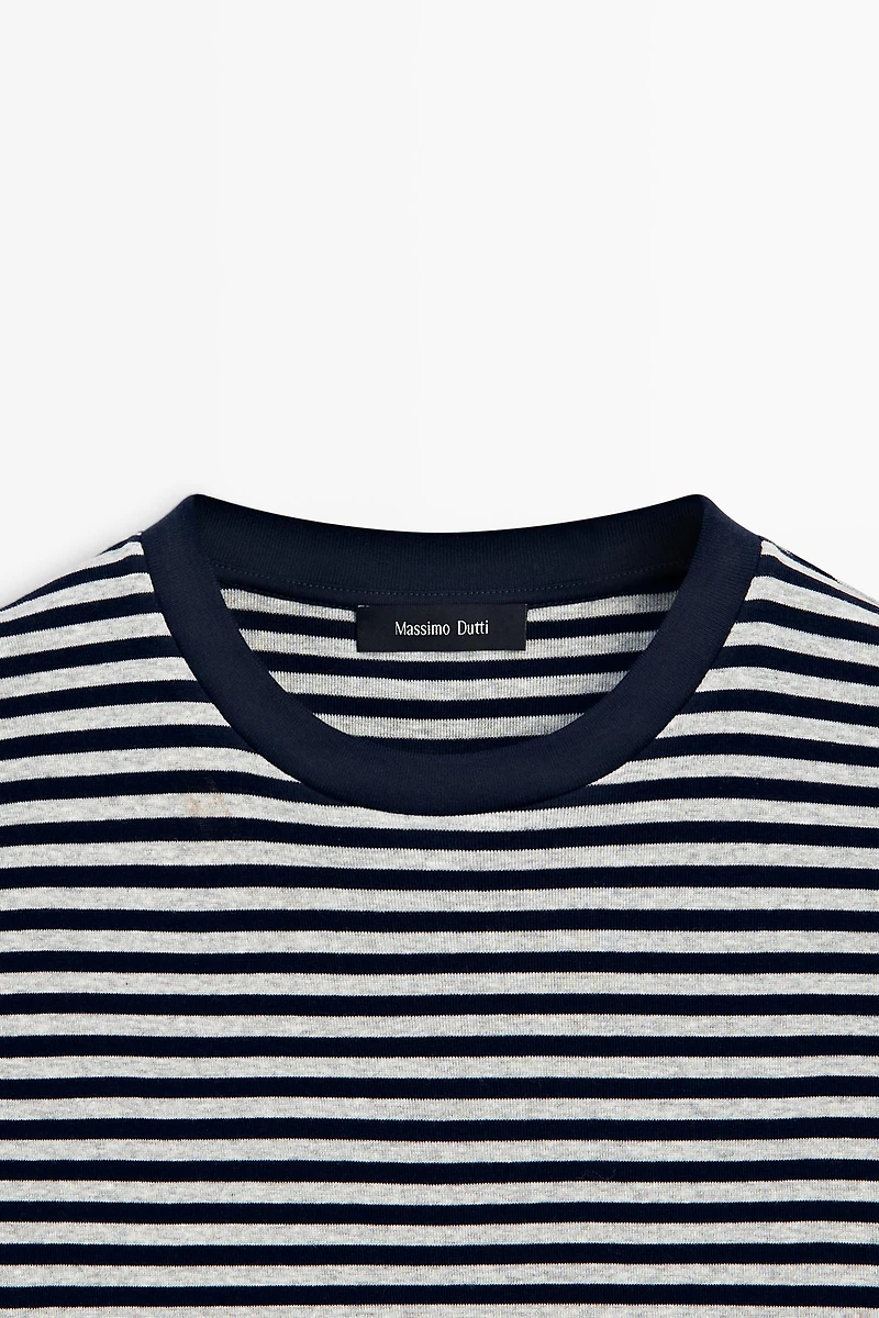 Ribbed striped short sleeve T-shirt