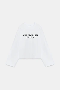 T-SHIRT À INSCRIPTION ET MANCHES LONGUES