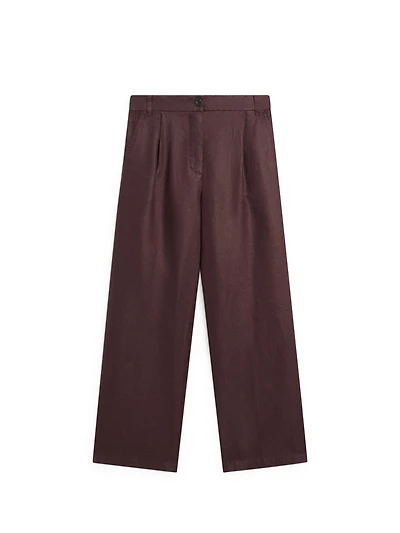 Pantalon wide leg 100 % lin avec élastique