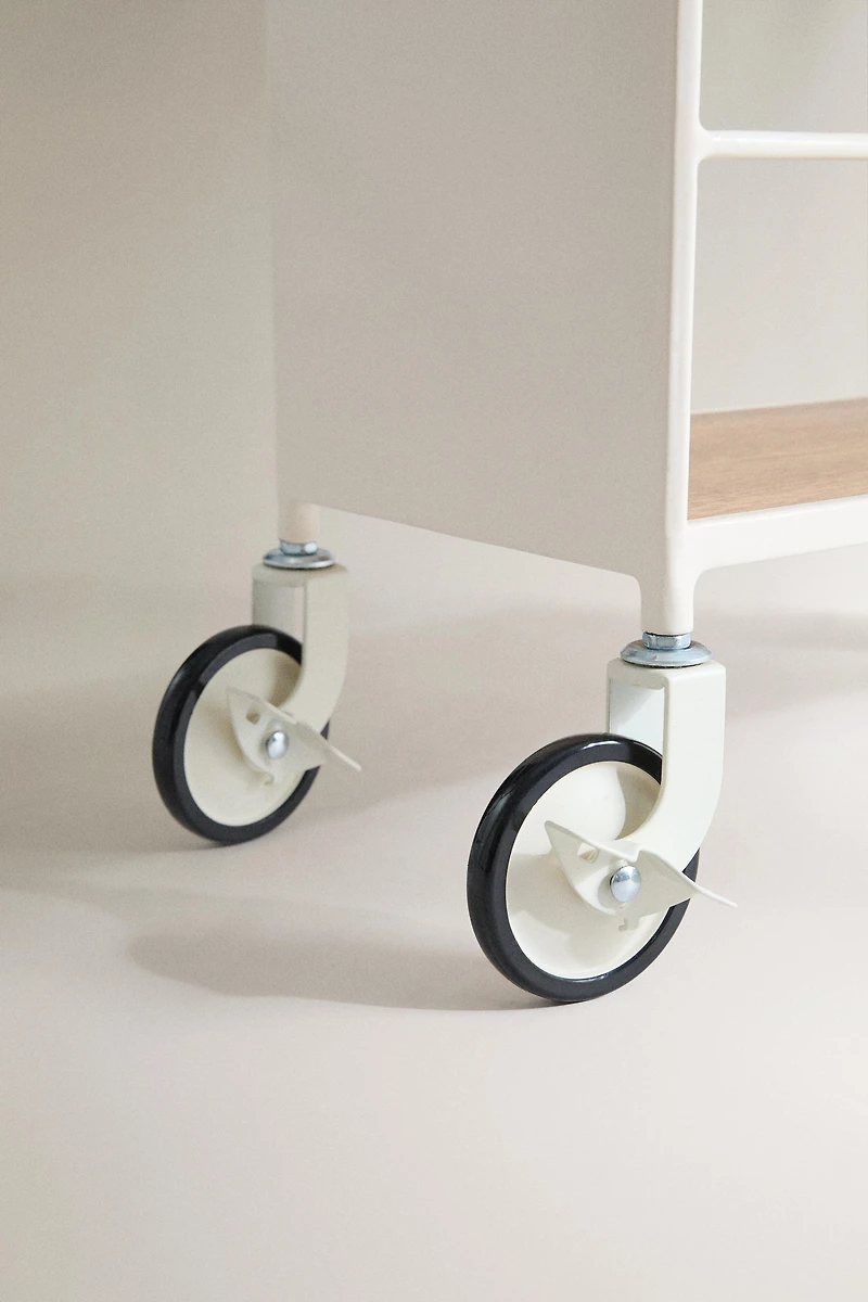 METAL AND WOOD STORAGE CART