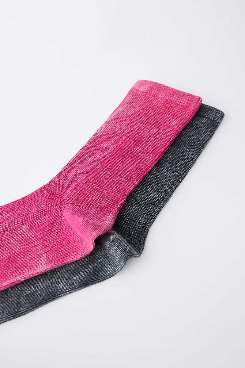 TWO-PACK OF LONG WASHED-EFFECT SOCKS