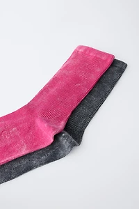 TWO-PACK OF LONG WASHED-EFFECT SOCKS