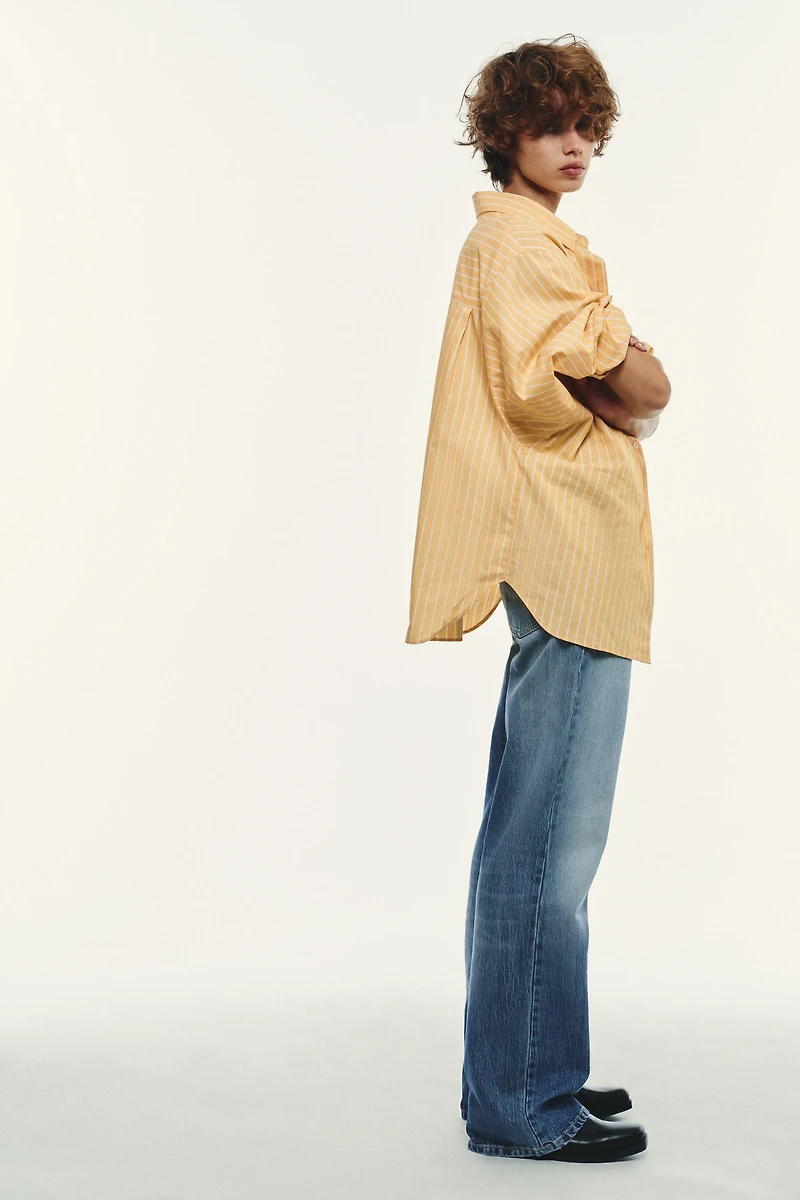 STRIPED OVERSIZED POPLIN SHIRT