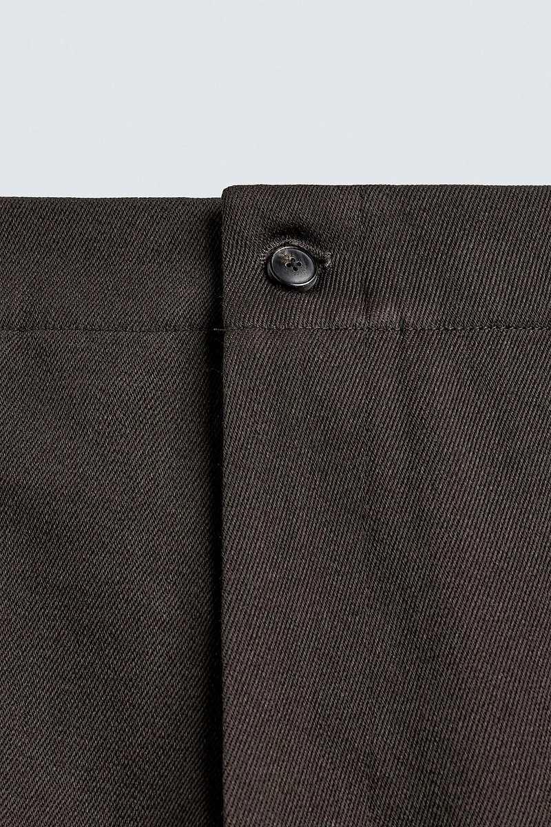 TEXTURED WOOL - COTTON PANTS