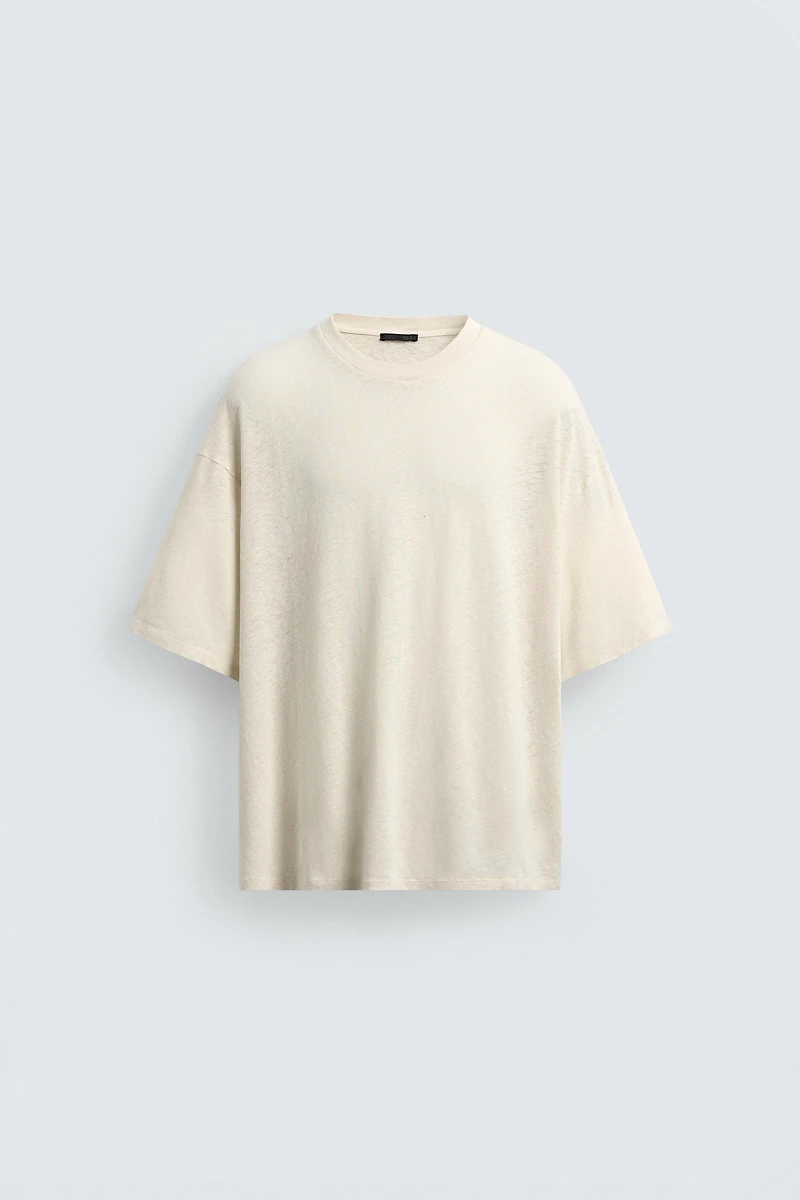WASHED COTTON-LINEN HAWAII T-SHIRT