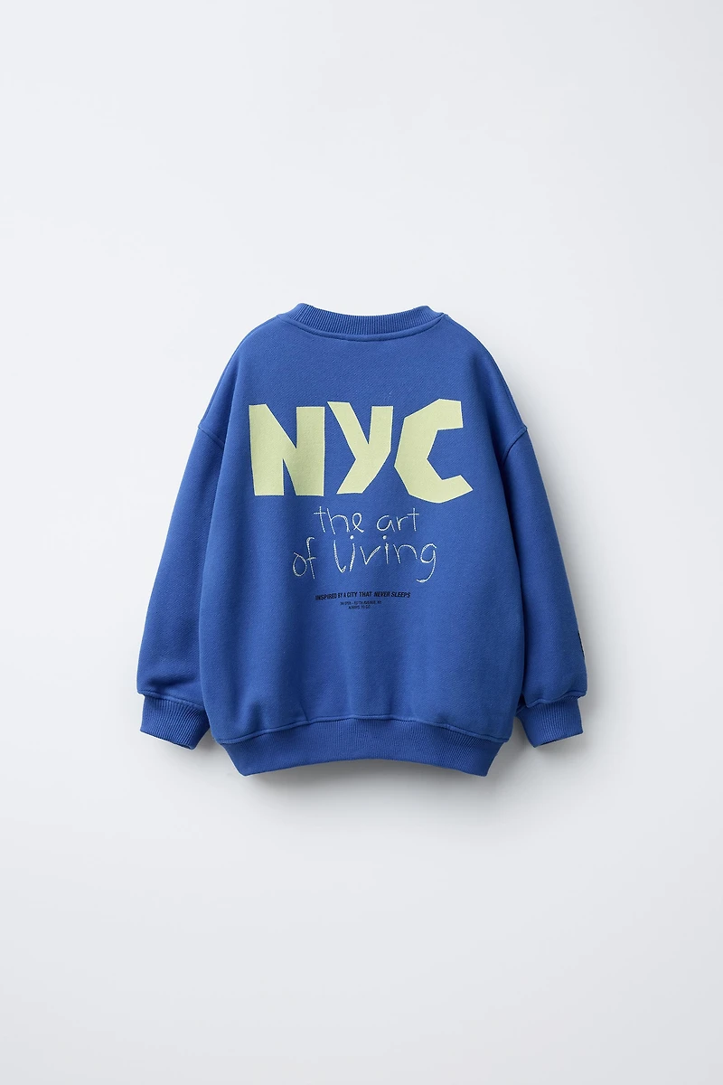NYC EMBROIDERED TEXT SWEATSHIRT
