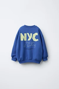 NYC EMBROIDERED TEXT SWEATSHIRT