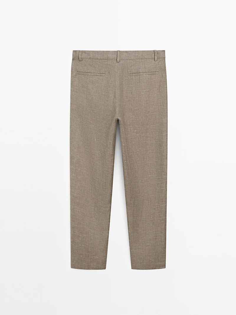 Pantalon straight 100 % lin