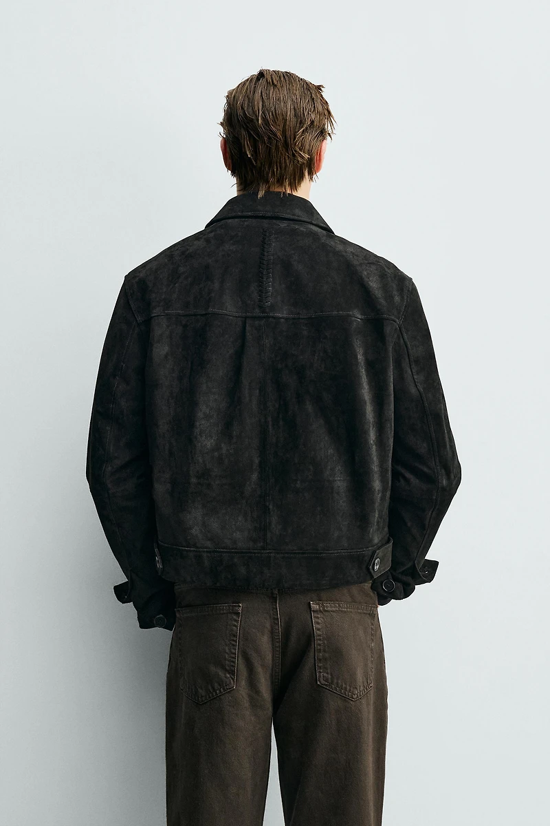 BLOUSON COURT EN DAIM