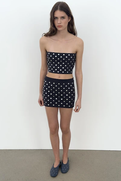 STUDDED MINI SKIRT