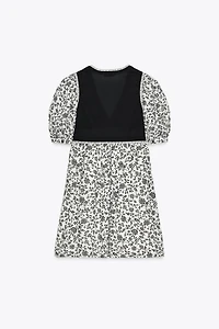 FLORAL PRINT COMBINATION SHORT DRESS