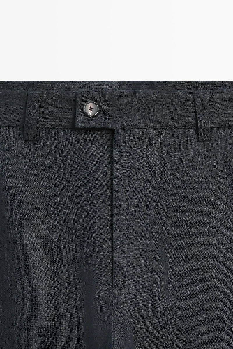 Straight-leg linen pants