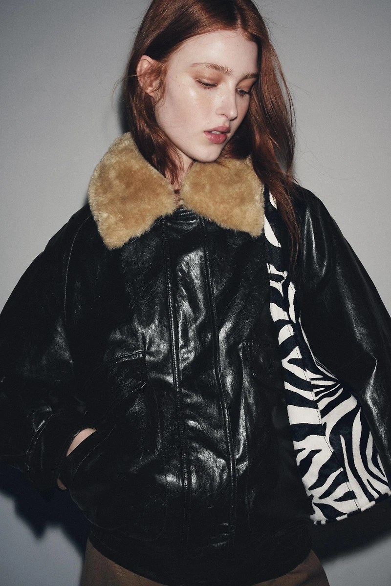 FAUX FUR COLLAR JACKET ZW COLLECTION