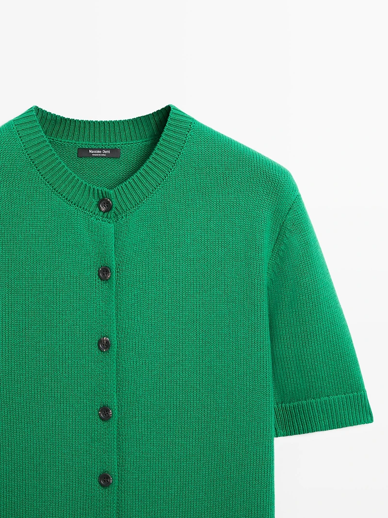 Cardigan à manches courtes en maille de coton mélangé