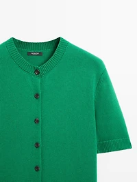 Cardigan à manches courtes en maille de coton mélangé