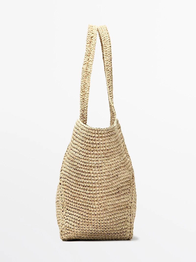 Tote bag moyen format 100 % raphia