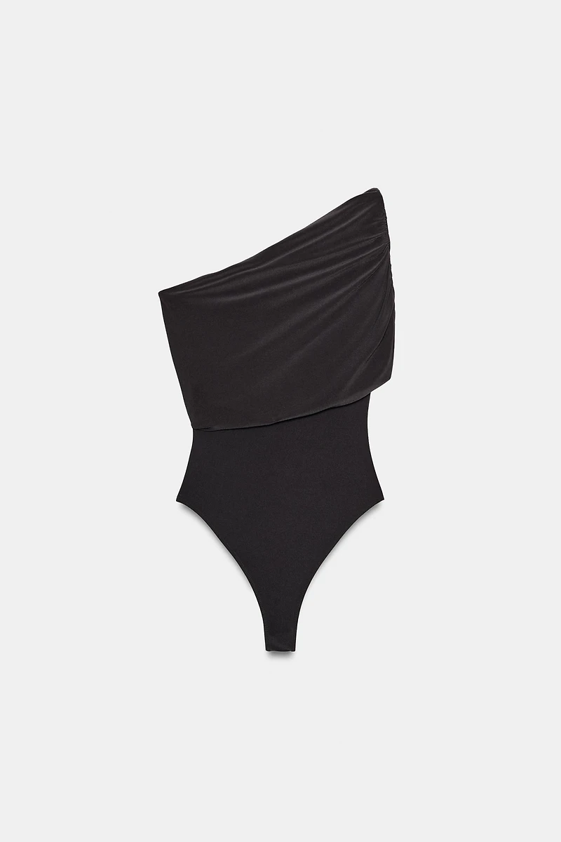 ASYMMETRIC RUCHED BODYSUIT