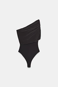 ASYMMETRIC RUCHED BODYSUIT