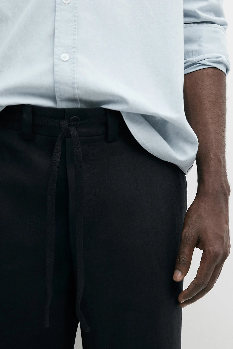100% linen trousers with elasticated waist