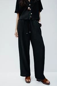 PANTALON LARGE À TAILLE ÉLASTIQUE