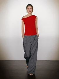 Draped cotton top with knot detail