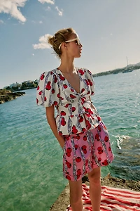 PRINTED PLEATED SHORTS