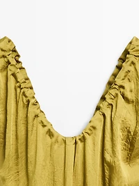 Satin midi dress with gathered detail