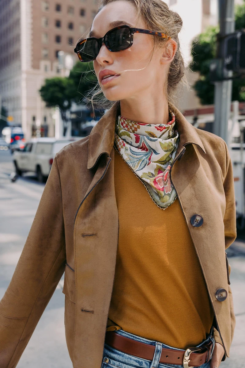 FAUX SUEDE CROPPED JACKET