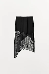 COMBINATION LACE MIDI SKIRT