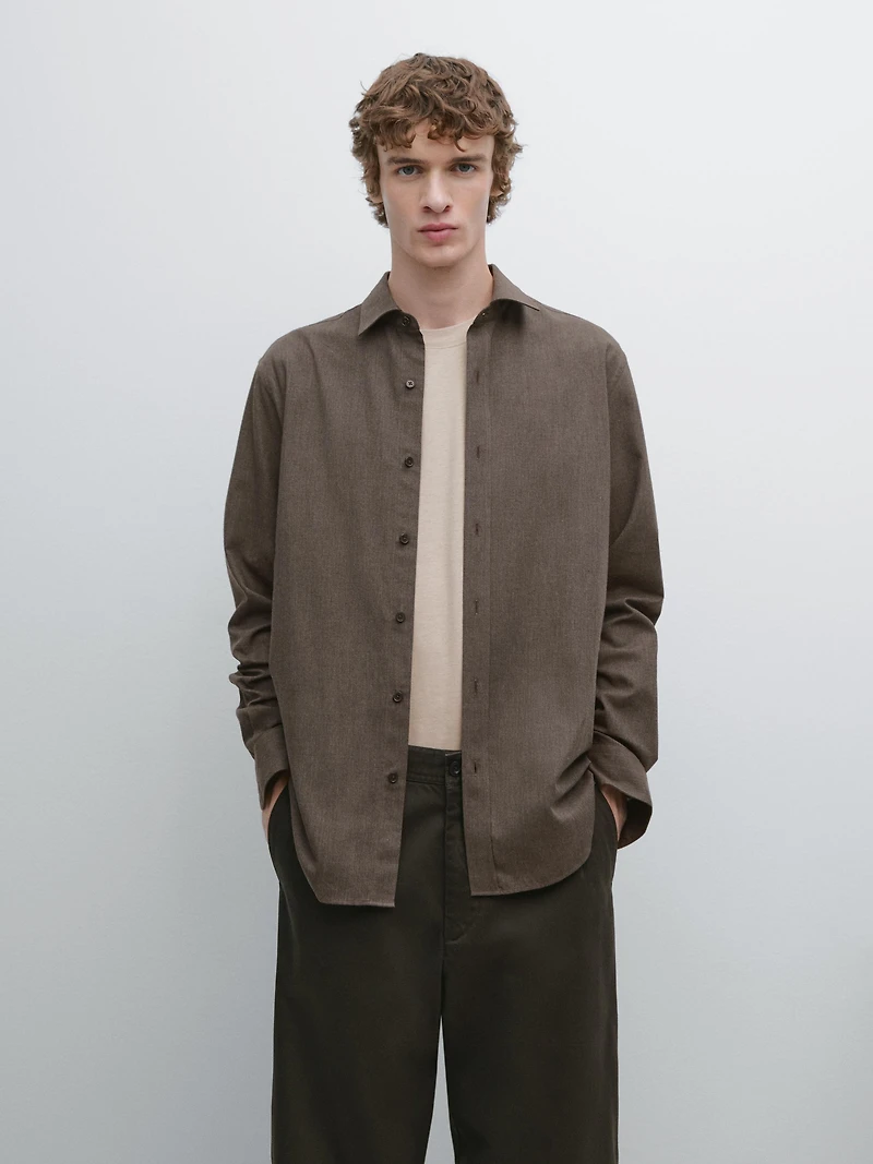 Regular fit melange shirt